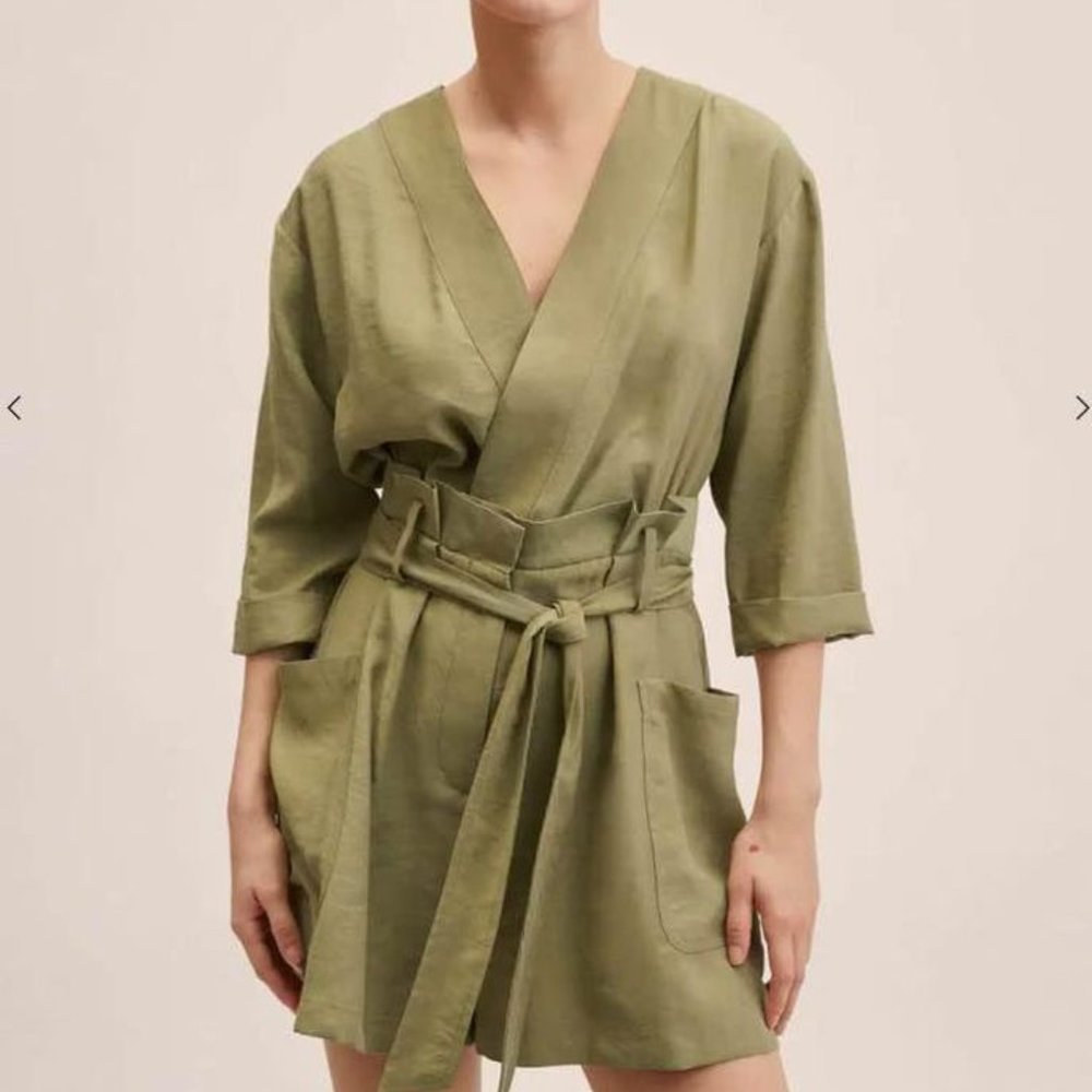 Olive Green Romper | MANGO romper playsuit jumpsuit one piece, so chic!